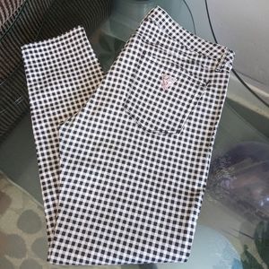 Guess Jeans Size 32 Black White Checkered Grid Jeans Plaid Pattern